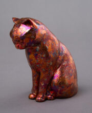 オークションNo.21「レジン版　魔よけ猫　金沢箔/真鍮赤錦」テゴネセイブツ工藝舎