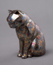 オークションNo.20「レジン版　魔よけ猫　金沢箔/真鍮青錦」テゴネセイブツ工藝舎